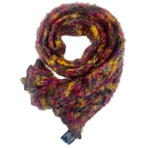 IMAGO Multicolor MOHAIR Blend Scarf MADE IN ITALY Wool Vintage BOHO Textured